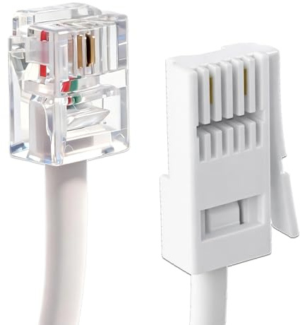 PaYuanRaoTi 3.0M Telephone Cable Phone Cable for Landline, High Speed Broadband RJ11 Lead with Flat Design, Flexible for ADSL Modem, Router,Broadband Alternative to rj11 to rj11 Cable
