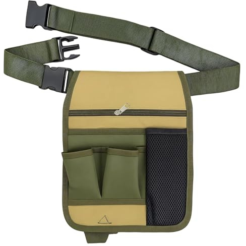 Plkjiu Adjustable Garden Tool Belt Bag with 6 Pockets - Professional Tool Belts for Men & Women, Garden Tool Belt for Carpenters & Builders, Gardening Essentials & Gardening Gifts for Men