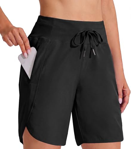 Aseniza Kurze Hose Damen Shorts Sporthose Damen Baggy Kurz Sport | Jogginghose Sweatshorts Hoch tailliert mit Taschen Zugband für Training Fitness Laufen Yoga Gym Basketball Sommer Alltag