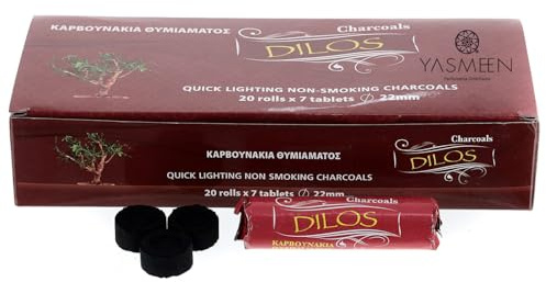 Kleine Harzkohlen 22 mm – 140 Tabletten – Für Weihrauch, Bakhoor, Harze & Kräuter – Lange Brenndauer – Ideal zum Räuchern Zuhause & für Rituale (140 Tabletten (Ø 22mm))