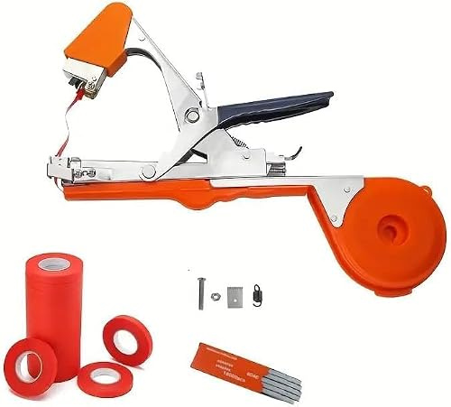 Frilla Pflanzenbindemaschine Bindezange für Pflanzen mit Klinge, Feder, 125 m Rollen Klebeband und 1000 Heftklammern Schachtel Heftklammern und 4 Bandrollen | PLANTBRAND (Plantbrand + Rolltape)