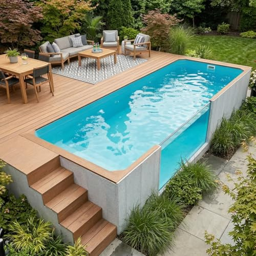 Piscina fuori terra personalizzata con contenitore | Piscine modulari prefabbricate per cortile esterno - Piscina per il tempo libero a montaggio rapido con sistema di riscaldamento opzionale, filtro