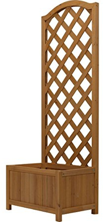 Abaseen Garden Rectangular Wooden Planter With Lattice For Vines Garden Climbing Flower Plant Pot Box Garden Patio Wood Trellis Panel 120 x 45 x 30 cm