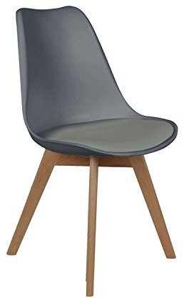 The Home Deco Factory Stuhl skandinavisch mit Kissen – Höhe 83 cm – Grau