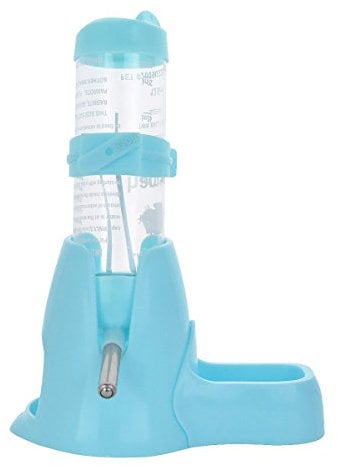 MOACC Hamster Water Bottle, No Drip Automatic Feeder Water and Food Dispenser, Small Animal Drinking Bottle Ideal for Guinea Pig, Rat, Rabbit, Dwarf, Gerbil, Chinchilla(125ML, Blue)