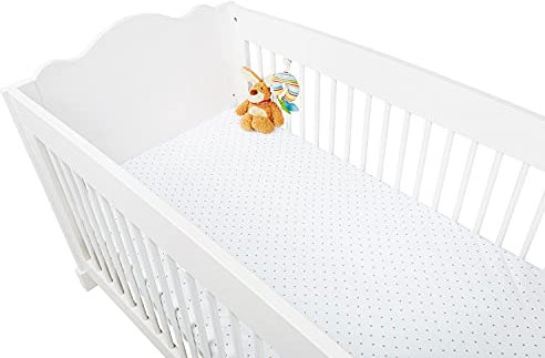 Pinolino 540022-7D Spannbetttücher für Kinderbetten im Doppelpack 'Sternchen', Jersey, Uni, weiß/rosa