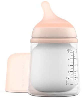 Suavinex, Zero Zero Zero Anti-Kolik-Fläschchen mit speziellem Sauger (A), für Babys ab 0 Monaten, Babyflasche für Neugeborene, ideal für das Stillen von Mischen, Sauger imitiert die Brust, 180 ml