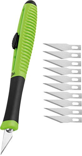 WEDO 7862599 Skalpell Pocket Comfortline (mit Schiebemechanik, Softgriff inklusive 5 Ersatzklingen) apfelgrün/schwarz (+ 10 Ersatzklingen)