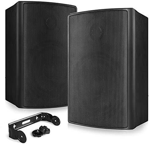Power Dynamics BGO50 Enceintes Passives 2 Voies 120 Watts, Noires, Woofer 5,25, Livré par Paire, Étrier de Fixation, Intérieur ou Extérieur, Grille en Aluminium et Support de Montage, Sono Pro