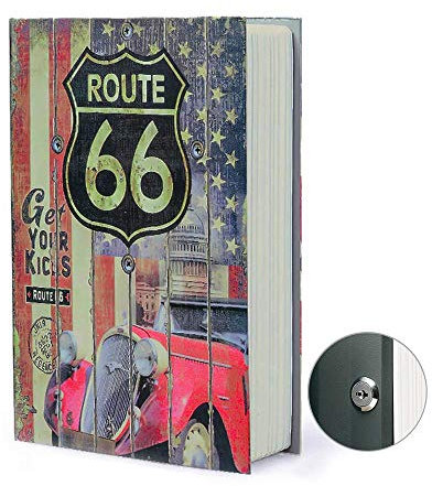 Ablagebuch Safe Aufbewahrungsbox Wörterbuch geheime Safe Dose mit Sicherheit Zahlenschloss/Schlüssel Umleitungsbuch versteckter Safe (SCHLÜSSEL, Route 66)