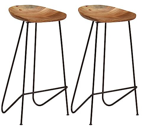 vidaXL 2X Akazie Massivholz Barhocker Barstuhl Küchenhocker Tresenhocker Thekenhocker Bistrohocker Bistrostuhl Hocker Stuhl Küche Bar 41x36x76 cm