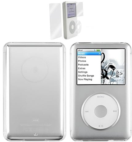 Hartschalen-Schutzhülle für Apple iPod Classic 6. / 7. Generation, 80 GB, 120 GB dünn, 160 GB, inklusive Displayschutzfolie (10,5 mm Dicke dünne Version), transparent