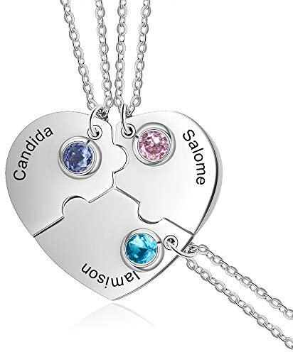 Freundschaftskette für 2 3 4 mit Namen Personalisiert Herz Halskette mit Puzzle Anhänger BFF Kette mit Gravur Geschenk für Abschlussfeier Geburtstage Jahrestage