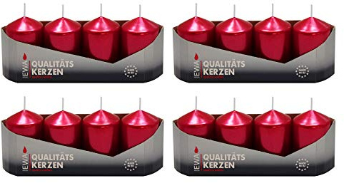 Ebersbacher Kerzenfabrik GmbH Stumpenkerzen weinrot lackiert, 16 Stück (4 x 4 Stück), Größe ca. 40 x 60 mm Adventskerzen Weihnachtskerzen Säulenkerzen