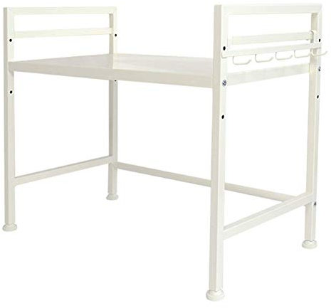 MTYLX Estante de cocina extraíble, estante de almacenamiento para el hogar familiar, soporte para microondas, esquina de pared, marco de metal, 2 colores, 2 tamaños, blanco, 57,5 x 33 x 48,2 cm