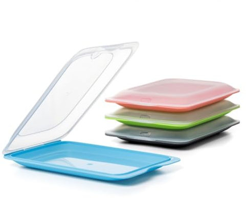 TATAY Cold Meat Container for Fridge | 1 Unit Standard | Fridge Storage | Removable Lid, Stackable | Microwave, Freezer and Dishwasher Safe | BPA-Free, 17 x 3.2 x 25.2 cm, Assorted Colours