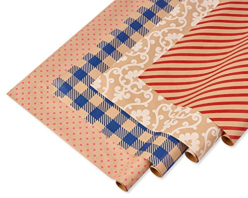 American Greetings Wrapping Paper for All Occasions, Kraft Designs (4 Rolls, 80 sq. ft.)