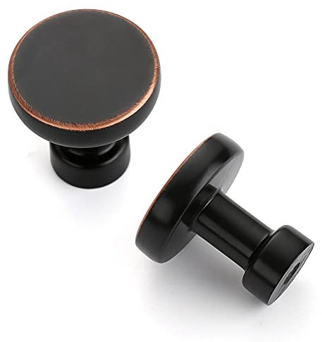 Asidrama 10 Pack 1-1/4 inch Oil Rubbed Bronze Kitchen Cabinet Knobs Dresser Knobs Drawer Knobs Cupboard Door Knobs Cabinet Hardware Zinc Knobs for Dresser Drawers