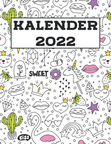 Kalender 2022: Minimalistischer Kalender ohne Schnickschnack Doodle Design - Größe ca. A4 - mehr als 200 Seiten
