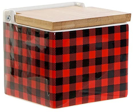 Salero con Tapa Dkd Home Decor Negro Rojo Bambú Dolomita (750 Ml)