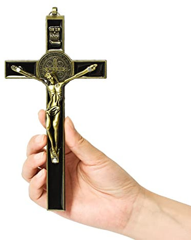 VINETEN Kruzifix Saint Benedikt Wandkreuz aus Metall mit Kreuz Give Blessing and The Spiritual Sacred, 20,3 cm