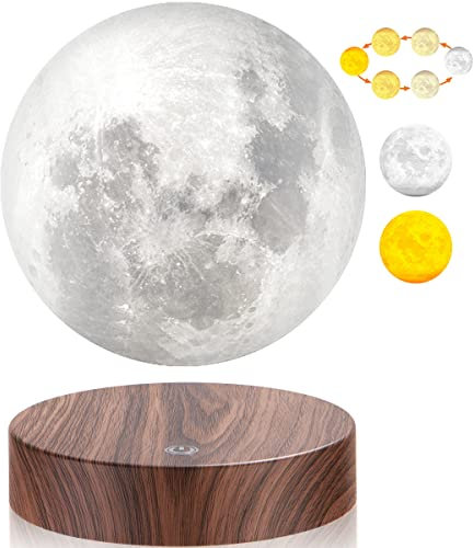 UVEHAS Levitierende Mondlampe, Magnetische Levitation Spinnerei 3D-Druck Mond Licht schwimmenden Mond Lampe für Haus Büro Dekoration (3 Farben)