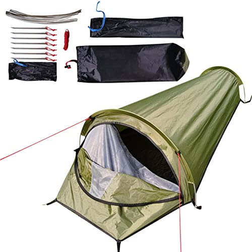 Wasserdichtes Zelt, Single Outdoor-Campingzelt Trekkingzelt Bivvy Biwaksack Trekkingzelt Campingzelt Zelt 1 Person 3 bis 4 Jahreszeiten Für Outdoor-Camping Wandern Reisen Und Klettern