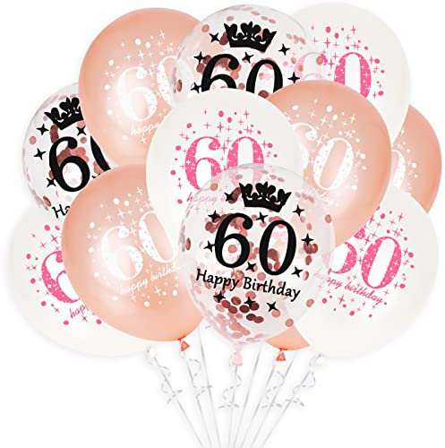 GoldRock 60 Geburtstag Deko Set - 15 Stück Luftballons, Konfetti Ballons für Frau/Mann - Party/Tisch Dekoration, Helium Ballons