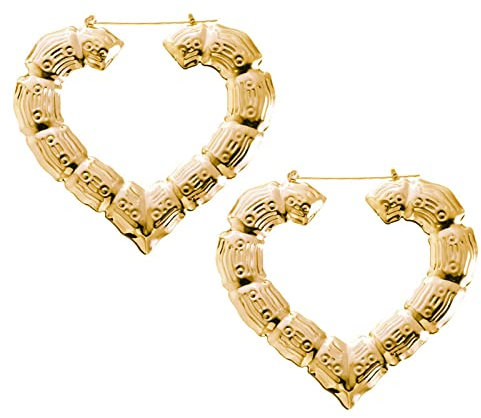 coadipress Boucles d'oreilles créoles triangulaires en bambou pour femme - Super larges - Plaqué or et argent - Style punk et hip-hop - Style rappeur, Zinc, Inconnu
