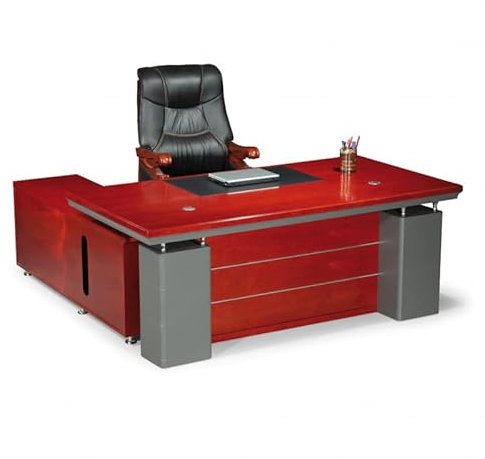 et-Line Luxus Chefschreibtisch Edison rechts – Exklusiver Managerschreibtisch Kirschbaum Echtholzfurnier – Großer Ecktisch Büroschreibtisch inkl. 2 Sideboards & Kabeldurchführung, 200x100x76 cm