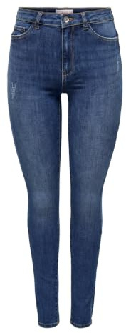 ONLY Damen Onlrose Hw Skinny DNM Gua Noos Jeanshose, Medium Blue Denim, L/34