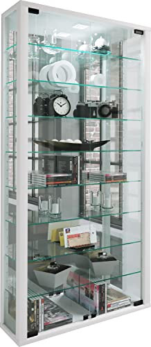 VCM Glasvitrine hängend | Vitrine Glas mit ESG-Sicherheitsglas | Maße ca. H. 115 xx B. 59 x T. 18 cm| Hängevitrine Glas | Modern und platzsparend | Glas Vitrinenschrank - Vitrosa Maxi Spiegel