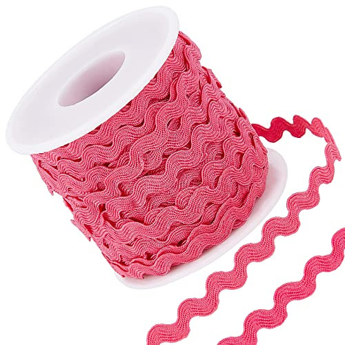 GORGECRAFT 27 Yard/25 m Rick Rack Trim Ribbon Deep Pink Wave Nähen Biegen Fransen Trim 5 mm/0.2 Zoll Für DIY Nähhandwerk Hochzeit Brautkleid Verschönerung Party Dekoration Geschenkverpackung Zubehör