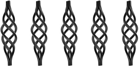 GAL - INDUSTRIAL 5er Pack Zierkorb Zirbel 200x50mm | Schnörkel aus Vierkantstab 12 mm| Schmiedeeisen Zwirbel Korbzwirbel für Zäune Geländer