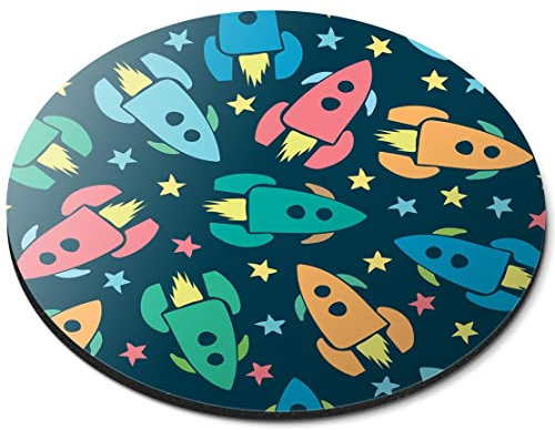 Destination Vinyl ltd Space Rocket Stars Universe Kids Boys Flexible Round 5mm Rubber Mouse Mat Pad Office Home Novelty Printed Desk Accessory #170877