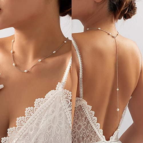 Wendalern Zurück Kette Halskette Lange Perle Kette Tropfen Y Halskette Sexy Zurück Körper Kette Hochzeit Braut Hintergrund Halskette Schmuck Für Frauen