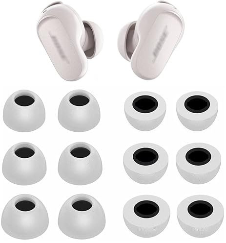 BLUEWALL Foam Ear Tips, Memory Foam Replacement for Bose QuietComfort Earbuds II, Gray, 6 Pairs