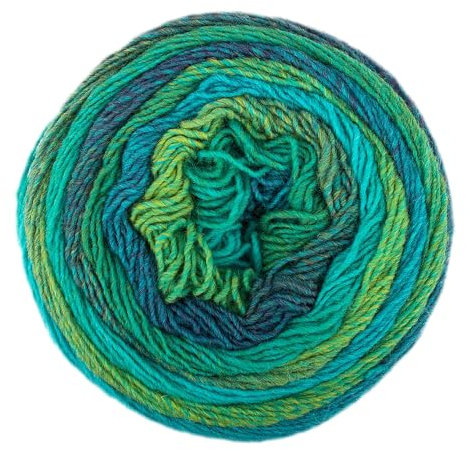 Frida's Wollhaus Pro Lana 150 g Diamant Stricken Häkeln Farbverlaufswolle Multicolorgarn Wolle 15 Farben (86 | Grün-türkis-blau)