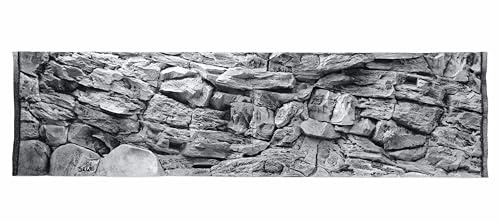 WYSKONT Fondo per Acquario 3D Santorini - Fondo per Acquario - Accessori per Acquario - Fondo - Decorazione per Acquario - 196x54 cm Due Pezzi all'acquario 200x60 cm - Colore Grigio - Acquario Grande