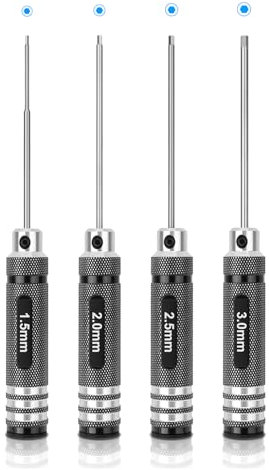 Gruiqrd 4pcs Hex Screw Driver, RC Tools Kit Set, Hex Screwdriver Set (1.5mm 2mm 2.5mm 3.0mm) for RC Car Boat Quadcopter Helicopter Multirotors Models
