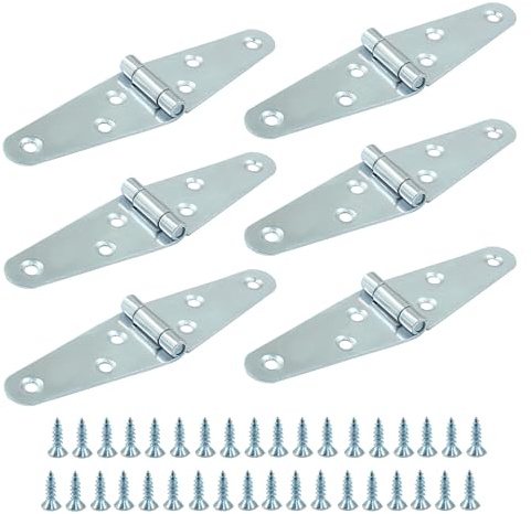 Piutouyar 6 Pcs Heavy Duty Silver Strap Hinges, 2 Inch Shed Hinges Cabinet Latch Door Hinge Gate Hinge with Mounting Screws