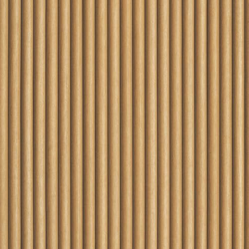 VEELIKE Vinilo Efecto Madera 3D Papel Pintado Listones Redondeada Adhesivo para Puertas Papel Forrar Muebles Habitación Encimera Cocina 40cm x 300cm