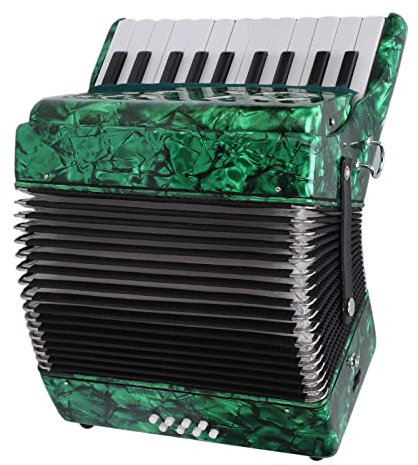 Tonysa Acordeón Profesional, Acordeón Concertina de 22 Teclas y 8 Bajos, Acordeón de Botones Diseño Estándar Tamaño Estándar Internacional Acordeón para Principiantes Instrumento (Green)