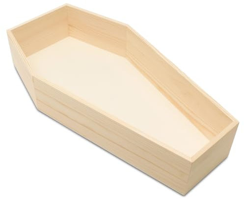 Halloween-Tablett in Sarg-Form, 44,5 cm, 1 Stück, blanko, Holz, Sarg-Regal, groß für Charcuterie-Brett und Sarg-Dekoration, von Woodpeckers