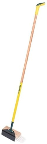 Leborgne - Balai Grattoir Manche Bois + Poignée - Brosserie d'Extérieur Polyvalente pour Sols Goudronnés, Trottoirs, Caniveaux et Béton - 32 cm - Lame Acier Trempé