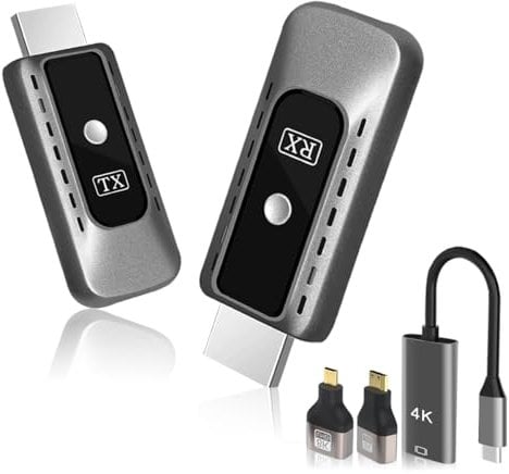 Wireless HDMI Transmitter and Receiver, 1080P HDMI Wireless Hdmi Ohne Kabel für Streaming von Video Audio, 2.4/5G HDMI Funkübertragung für Laptop/PC/Kamera zum Monitor/Projektor/TV