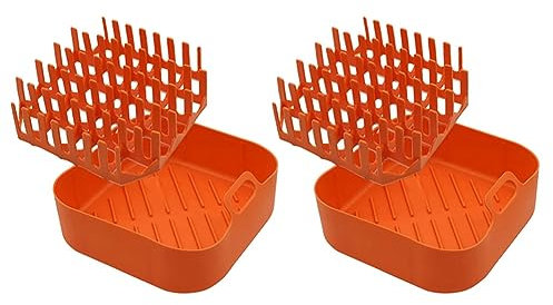 TORR Freidora Aire Bandejas de Tocino de Silicona Soporte para Utensilios de Cocina de Tocino para Microondas Soporte para Tocino para Horno Antiadherente, con Caja de Almacenamiento