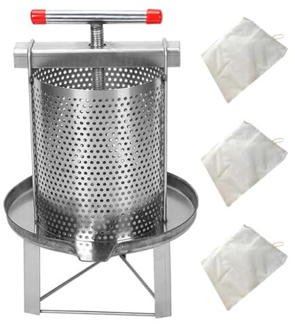 Honey Extractor | Rustproof Honey Separator Made of Thickened Stainless Steel with 3 Honey Filters - Wine Press Manual Honey Extraction Equipment for Household