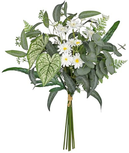 Arborus Künstlicher Eukalyptus Zweige Kunstpflanzen wie Echt 59 cm Blumenstrauß Künstlich Grün Kunstzweige Anthurium Fake Zweige für Vase Tisch Regal Fensterbank Deko im Zimmer Büro Hotel Innen Deko