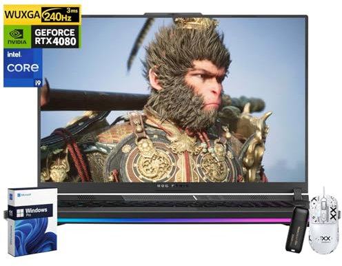 ASUS ROG Strix G18 Gaming Laptop, NVIDIA RTX 4080, Intel i9-14900HX, 18 240Hz 16:10 WQXGA QHD+, 64 GB DDR5, 4 TB SSD, Backlit Keyboard, Wi-Fi 6E, Bluetooth 5.3, Windows 11 Pro, Gaming Mouse, 256G UFD